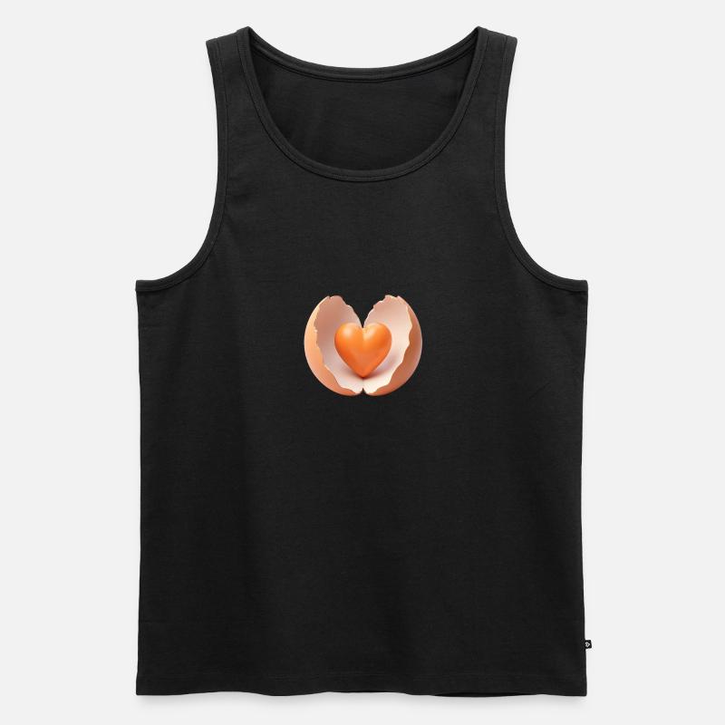 Herz in zerbrochener Eierschale - Männer Premium Bio Tank Top - Schwarz