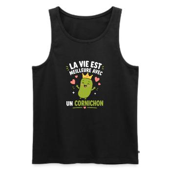 Cornichon - Débardeur bio Premium Homme - noir - Devant - Michal (187cm)