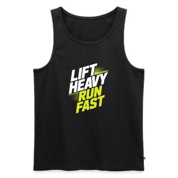 Lift Heavy Run Fast Gym Kraftsport Workout Fitness - Männer Premium Bio Tank Top - Schwarz - Vorne - Michal (187cm)