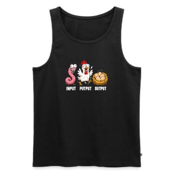 Input Output Trio: Hahn Wurm Eier - Männer Premium Bio Tank Top - Schwarz - Vorne - AI Model Male 178 light (178cm)