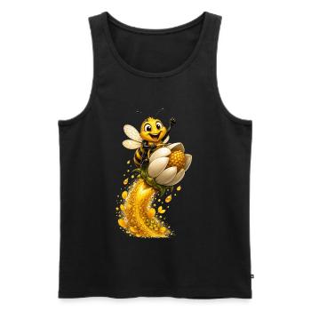Biene Honig Imker Honigwabe Blumen Wiese Insekt - Männer Premium Bio Tank Top - Schwarz - Vorne - Michal (187cm)