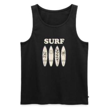 Surf Hibiscus Quartet Surfing - Men's Premium Organic Tank Top - black - Front - AI Model Male 178 light (178cm)