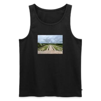 Jardin français du Château de Chambord - Débardeur bio Premium Homme - noir - Devant - AI Model Male 178 light (178cm)