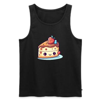 Kawaii cake with fruits - Men's Premium Organic Tank Top - black - Front - Michal (187cm)