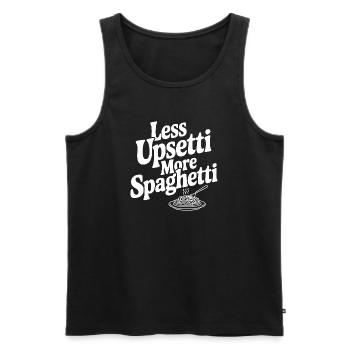 Less Upsetti More Spaghetti - Men's Premium Organic Tank Top - black - Front - AI Model Male 178 light (178cm)