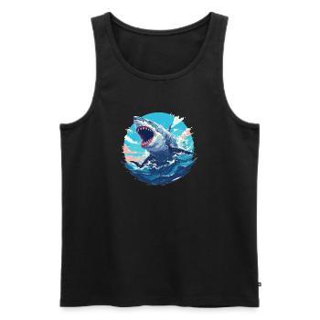 Haie Hai - Männer Premium Bio Tank Top - Schwarz - Vorne - AI Model Male 178 light (178cm)