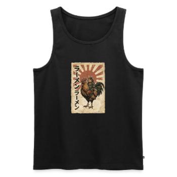 Samurai auf Hahn – Ramen Retro - Männer Premium Bio Tank Top - Schwarz - Vorne - AI Model Male 178 light (178cm)
