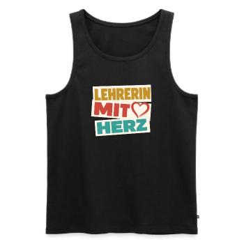 Lehrerin mit Herz!  - Männer Premium Bio Tank Top - Schwarz - Vorne - Michal (187cm)