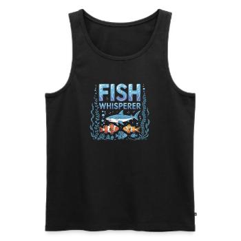 Fish Whisperer, pêcheur drôle qui dit avec un requin et - Débardeur bio Premium Homme - noir - Devant - AI Model Male 178 light (178cm)