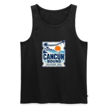 Beach Vacation Gifts, Cancun Bound Boarding Soon - Men's Premium Organic Tank Top - black - Front - AI Model Male 178 light (178cm)