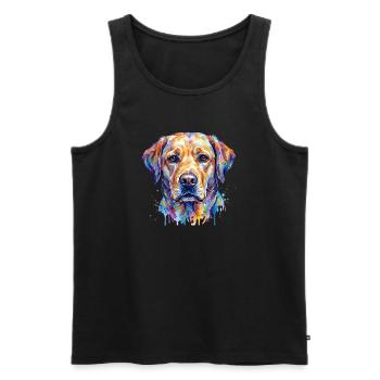 Colorful Dog Watercolor Portrait - Men's Premium Organic Tank Top - black - Front - AI Model Male 178 light (178cm)