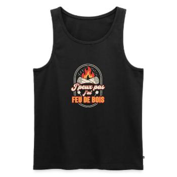 Feu de Bois en Rires et Marshmallows - Débardeur bio Premium Homme - noir - Devant - Michal (187cm)
