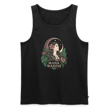 Mana-Wahine-Mond - Männer Premium Bio Tank Top - Schwarz - Vorne - AI Model Male 178 light (178cm)