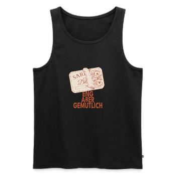 Eng aber gemütlich Sardinen Design - Männer Premium Bio Tank Top - Schwarz - Vorne - AI Model Male 178 light (178cm)
