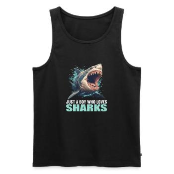 Requins Requin - Débardeur bio Premium Homme - noir - Devant - AI Model Male 178 light (178cm)