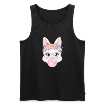 Blumenkranz Hase mit Gläsern - Männer Premium Bio Tank Top - Schwarz - Vorne - Michal (187cm)