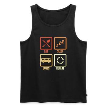 Essen Schlafen Busse Wiederholen - Männer Premium Bio Tank Top - Schwarz - Vorne - Michal (187cm)