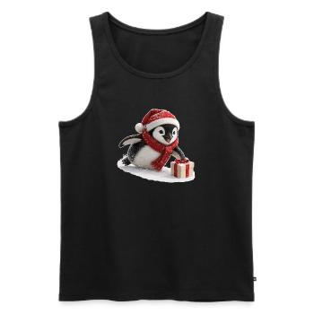 Pingouin de Noël - Débardeur bio Premium Homme - noir - Devant - AI Model Male 178 light (178cm)