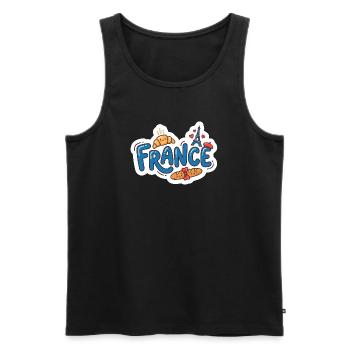 Sticker France Kawaii Croissant Paris - Men's Premium Organic Tank Top - black - Front - Michal (187cm)