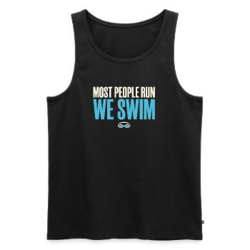 Schwimmwettkampf Schwimmmama Schwimmteam Geschenk - Männer Premium Bio Tank Top - Schwarz - Vorne - Michal (187cm)