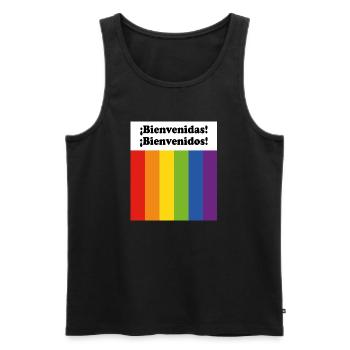 Bienvenidos Bienvenidas LGBT Welcome in Spanish - Men's Premium Organic Tank Top - black - Front - Michal (187cm)