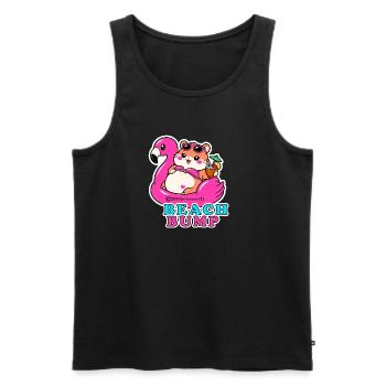 Strandbauch, Sommerschwangerschaft, Flamingo-Aufkleber, Spaß - Männer Premium Bio Tank Top - Schwarz - Vorne - Michal (187cm)