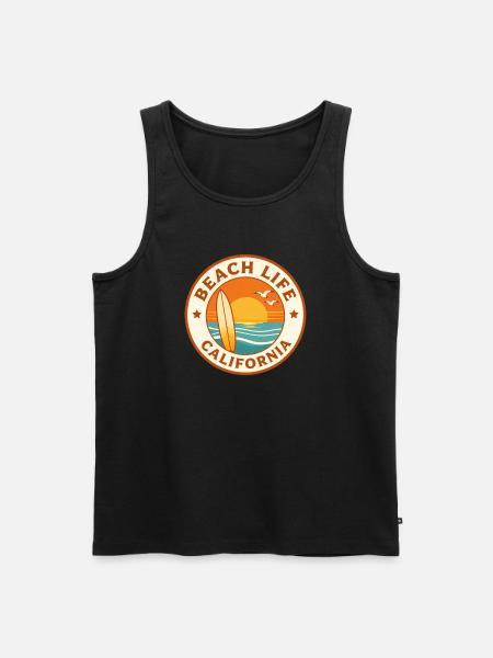 Beach Life California Surf Badge - Men's Premium Organic Tank Top - black