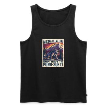 L’Alaska appelle le jeu de mots de fêtes des chats - Débardeur bio Premium Homme - noir - Devant - Michal (187cm)