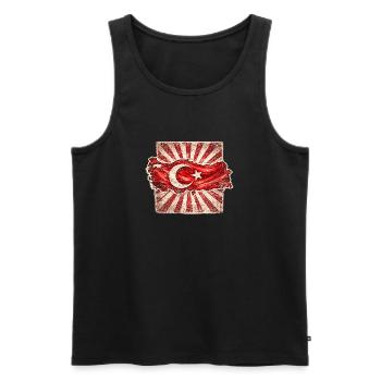 Türkei Flaggenkarte Vintage Kunstwerk - Männer Premium Bio Tank Top - Schwarz - Vorne - AI Model Male 178 light (178cm)