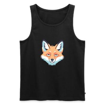 Schläfriger Fuchs Cartoon-Gesicht - Männer Premium Bio Tank Top - Schwarz - Vorne - AI Model Male 178 light (178cm)