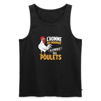 L'homme qui murmure aux poulets - Débardeur bio Premium Homme - noir - Devant - Michal (187cm)