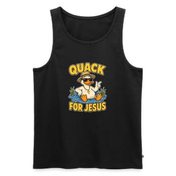 Conception de canard canard pour Jésus - Débardeur bio Premium Homme - noir - Devant - Michal (187cm)