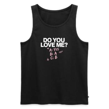 Est-ce que tu m’aimes Relation Amour Couple Amour Mariage Couple - Débardeur bio Premium Homme - noir - Devant - AI Model Male 178 light (178cm)
