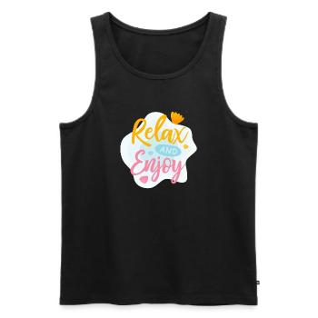 Détendez-vous et profitez des vacances d’été - Débardeur bio Premium Homme - noir - Devant - AI Model Male 178 light (178cm)