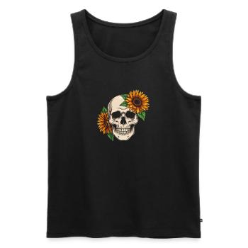 Skull Sunflower Skull Flowers Skeleton - Men's Premium Organic Tank Top - black - Front - Michal (187cm)