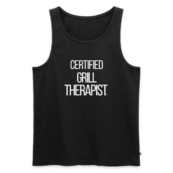 Certified Grill Therapist Funny BBQ - Men's Premium Organic Tank Top - black - Front - Michal (187cm)