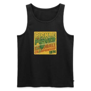 Pickle Power Handball Championship 1974 Retro - Männer Premium Bio Tank Top - Schwarz - Vorne - AI Model Male 178 light (178cm)
