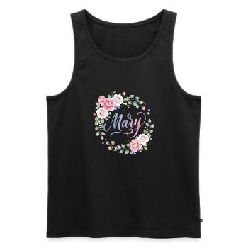 Mary Blooming Name Wreath - Men's Premium Organic Tank Top - black - Front - AI Model Male 178 light (178cm)