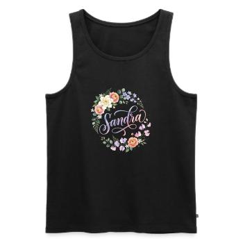 Sandra Blütenkranz Namenszug - Männer Premium Bio Tank Top - Schwarz - Vorne - AI Model Male 178 light (178cm)