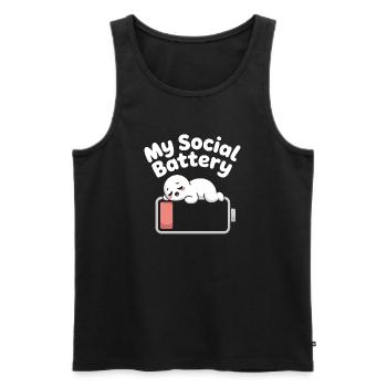 Social Battery Introvert Dead Battery Battery - Men's Premium Organic Tank Top - black - Front - AI Model Male 178 light (178cm)