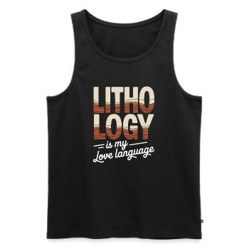 Lithologie Liebessprache Tee - Männer Premium Bio Tank Top - Schwarz - Vorne - AI Model Male 178 light (178cm)