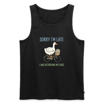 Delayed egg delivery on bicycle - Men's Premium Organic Tank Top - black - Front - AI Model Male 178 light (178cm)