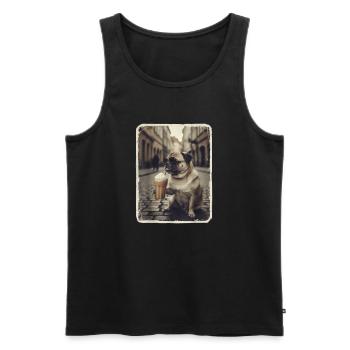 Winnie boit café latte - Débardeur bio Premium Homme - noir - Devant - AI Model Male 178 light (178cm)