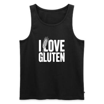 I Love Gluten - Men's Premium Organic Tank Top - black - Front - Michal (187cm)