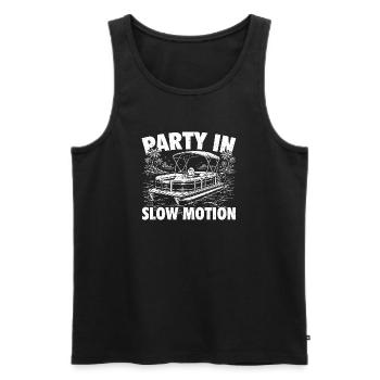 Party in Zeitlupe Pontonkapitän - Männer Premium Bio Tank Top - Schwarz - Vorne - AI Model Male 178 light (178cm)