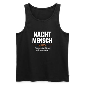 Nachtmensch – Vor dem ersten Gähnen nicht ansprech - Männer Premium Bio Tank Top - Schwarz - Vorne - AI Model Male 178 light (178cm)