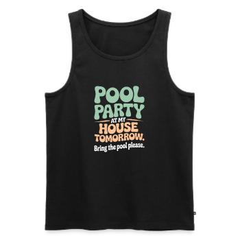 Poolparty Bring The Pool Sommer Pool Party Spruch - Männer Premium Bio Tank Top - Schwarz - Vorne - AI Model Male 178 light (178cm)