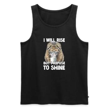Pallas Cat Manul Coffee Humor T| Morning grouches - Men's Premium Organic Tank Top - black - Front - AI Model Male 178 light (178cm)
