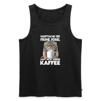 Pallas Cat Manul Kaffee Motiv | Grumpy Wildkatze  - Männer Premium Bio Tank Top - Schwarz - Vorne - AI Model Male 178 light (178cm)