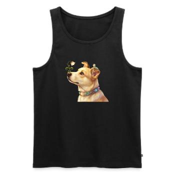 Fairy Dog with Magic Flower and Caterpillar - Men's Premium Organic Tank Top - black - Front - Michal (187cm)
